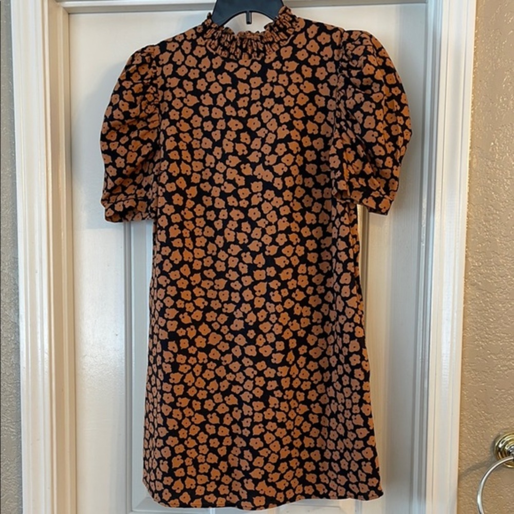 Who What Wear Black and Tan Patterned Dress size S